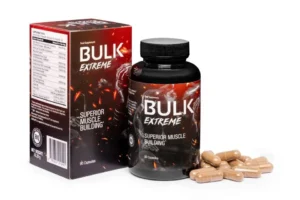 Bulk Extreme supplement bottle with natural muscle-building ingredients