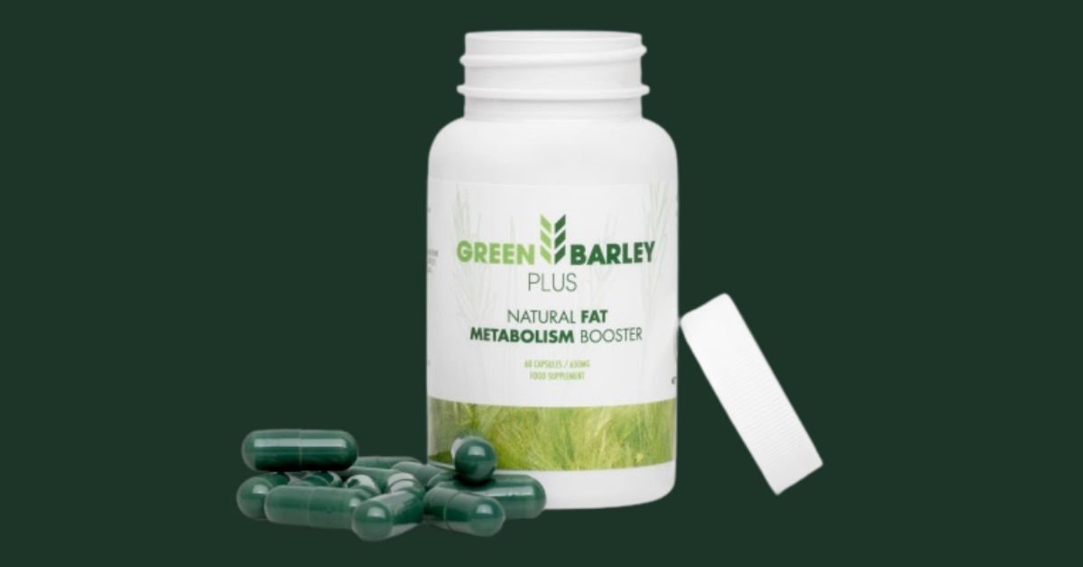 Green Barley Plus supplement bottle with natural ingredients, promoting fat burning, detoxification, and overall wellness for effective weight loss.