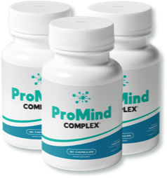 Promind Complex supplement bottle displayed on a wooden surface, emphasizing its role in enhancing memory and cognitive function.